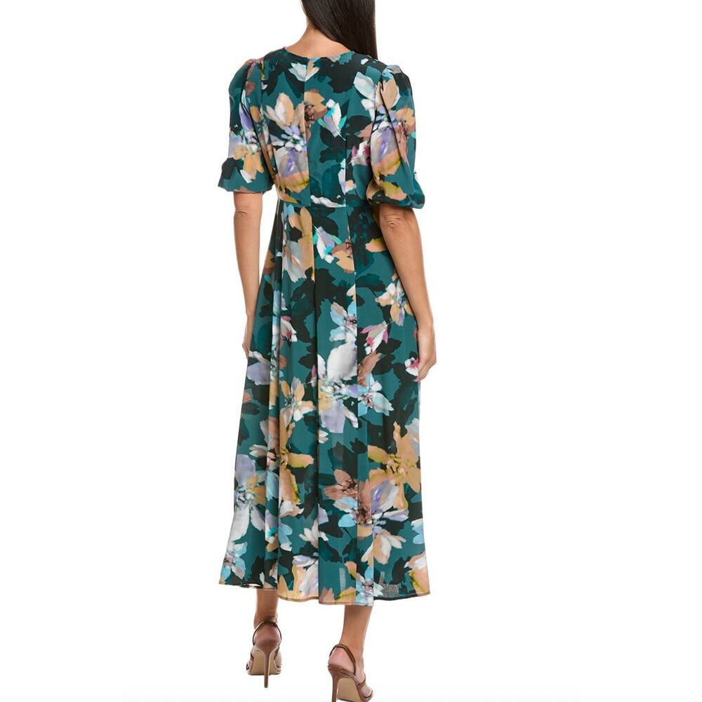 Tyler Böe Frankie 100% Silk Midi Dress | Sz 0, Green Watercolor Floral NEW! $344 - Picture 2 of 10